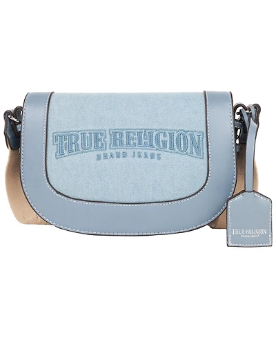 True Religion Dark Denim Logo Saddle Bag