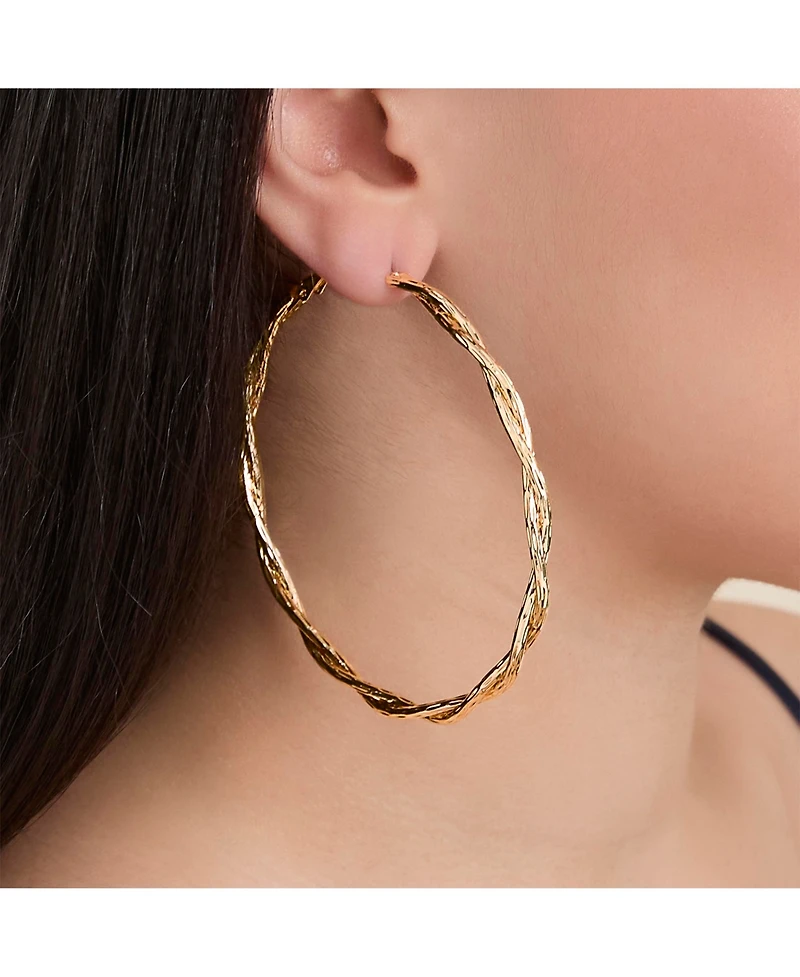 Jessica Simpson Light Gold Twist Hoop Earrings