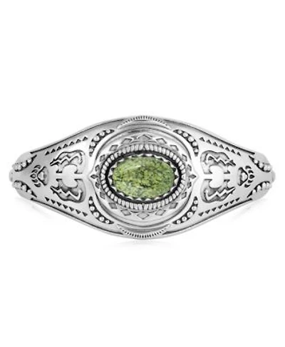 American West Jewelry Sterling Silver Serpentine Oval Cut Bear Cuff Bracelet Size Small
