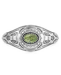 American West Jewelry Sterling Silver Serpentine Oval Cut Bear Cuff Bracelet Size Small