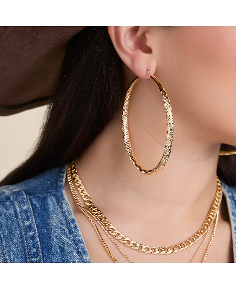 Jessica Simpson Wide Textured Hoop Earrings