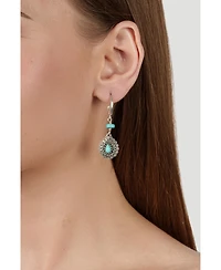American West Jewelry Sterling Silver Kingman Turquoise Pear-Shaped Concha Lever Back Earrings
