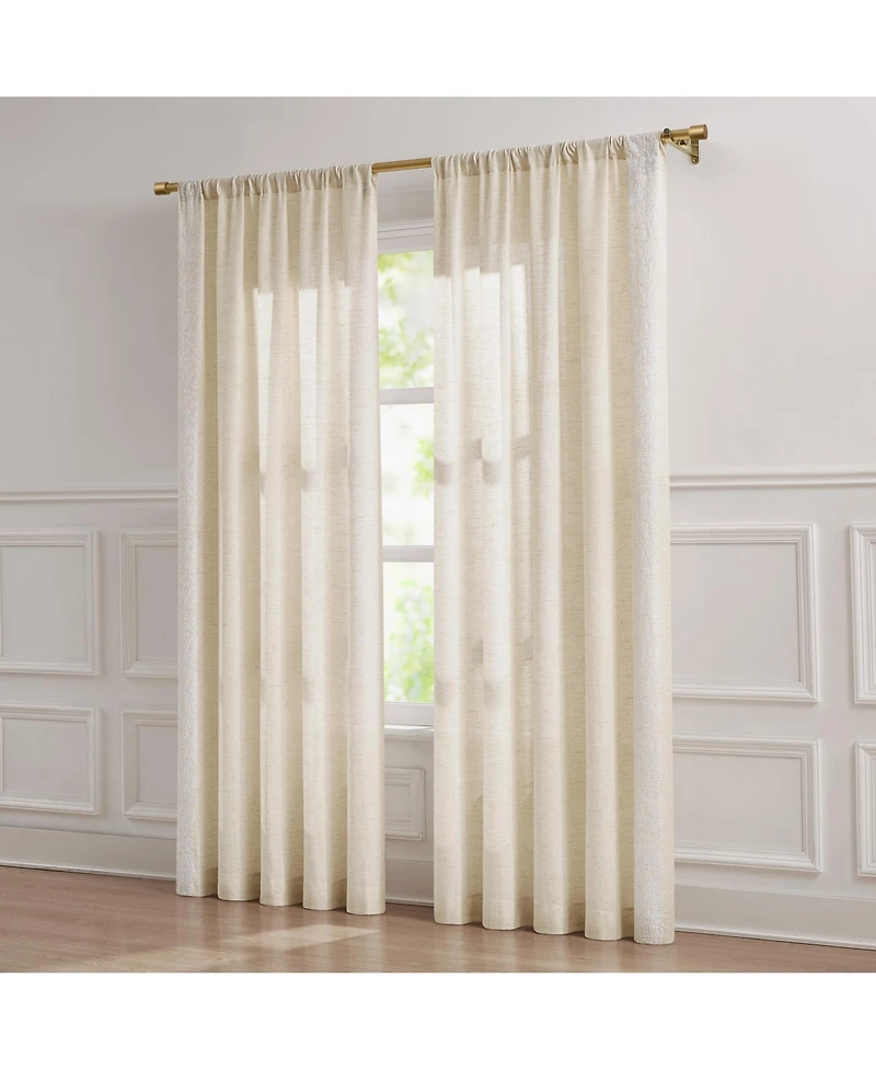 Lush Decor Emily Leaves Embroidered Window Curtain Panels Neutral Pair 52x84