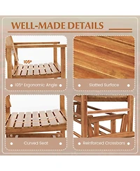 Gymax Patio Glider Loveseat Chair Swing Rocking Bench w/ Curved Backrest & Slatted Seat