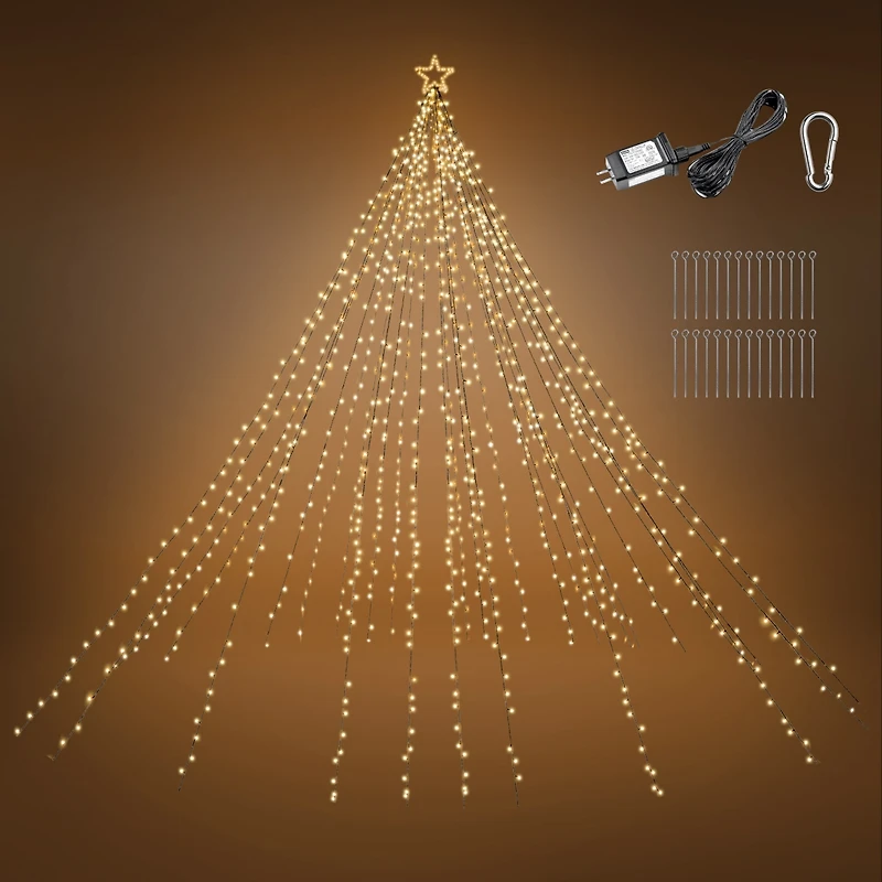 Yescom Vast-Starry 20Ft Flagpole Led Christmas Tree Kit Large 4840 Led for Outdoor Christmas Decorations Yard Warm White