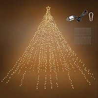 Yescom Vast-Starry 20Ft Flagpole Led Christmas Tree Kit Large 4840 Led for Outdoor Christmas Decorations Yard Warm White