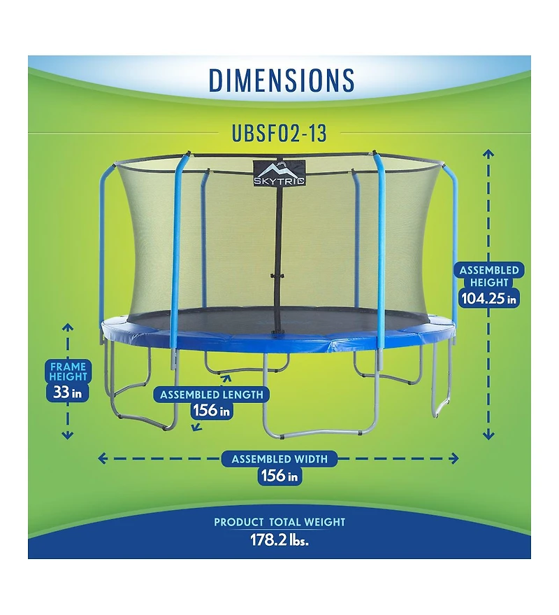 Plexalife Ft Round Trampoline Set with Premium Top-Ring Flex Frame Safety Enclosure System