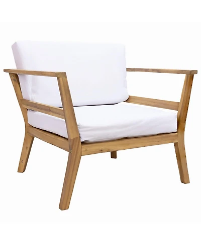Bodie Acacia Wood Patio Armchair with Bone White Cushions