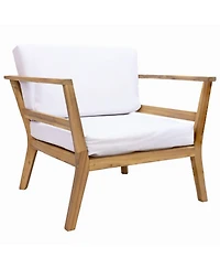 Bodie Acacia Wood Patio Armchair with Bone White Cushions - Natural