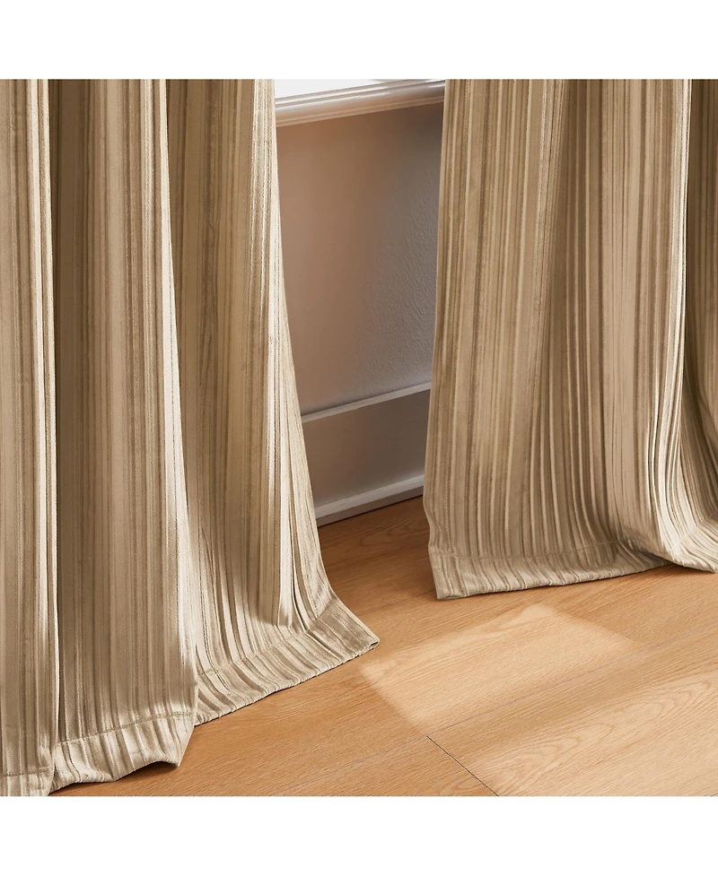 Glam Pleated Velvet Light Filtering Window Curtain Panels Pair 38x84