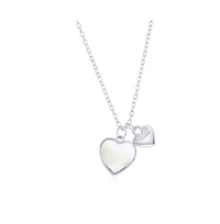 Caribbean Treasures Sterling Silver Mop & Heart Cz Necklace