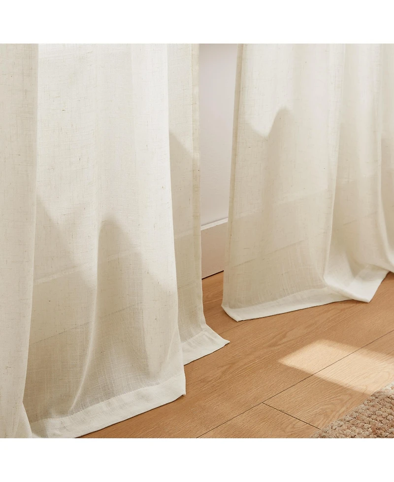 Lush Decor Brigitte Embroidery Eyelet Scalloped Edge Window Curtain Panels Neutral Pair 38x84