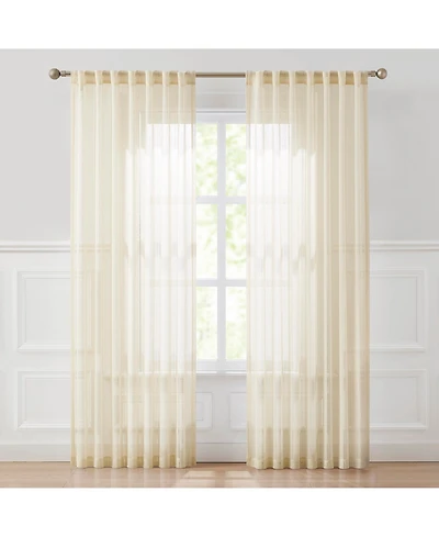 Lush Decor Calia Textured Stripe Sheer Window Curtain Panels Neutral Pair 52x84