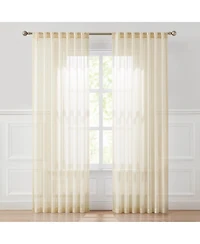 Lush Decor Calia Textured Stripe Sheer Window Curtain Panels Neutral Pair 52x84