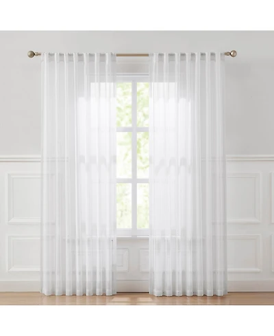 Lush Decor Calia Textured Stripe Sheer Window Curtain Panels Neutral Pair 52x84