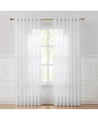Lush Decor Calia Textured Stripe Sheer Window Curtain Panels Neutral Pair 52x84