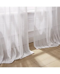 Lush Decor Calia Textured Stripe Sheer Window Curtain Panels Neutral Pair 52x84