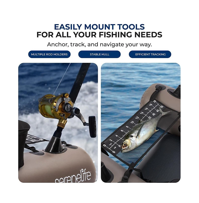 Inflatable Modular Fishing Kayak with Single-Action Hand Pump, Carry Bag, and Repair Kit