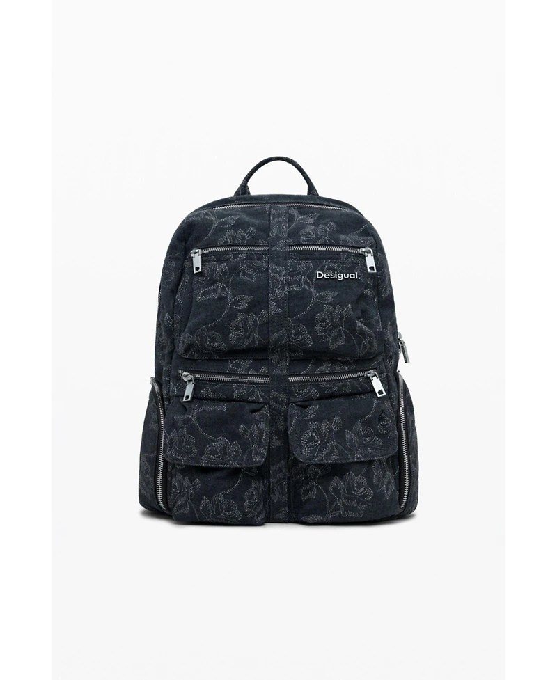 Desigual Women's Large embroidered denim backpack