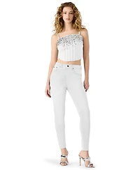 Steve Madden Women's Eras Embellished Cotton Denim Crop Top