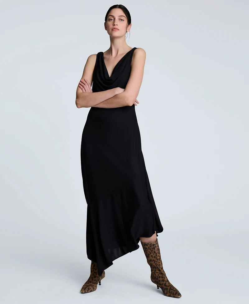 Kenneth Cole Women's Cowlneck Asymmetric-Hem Maxi Dress