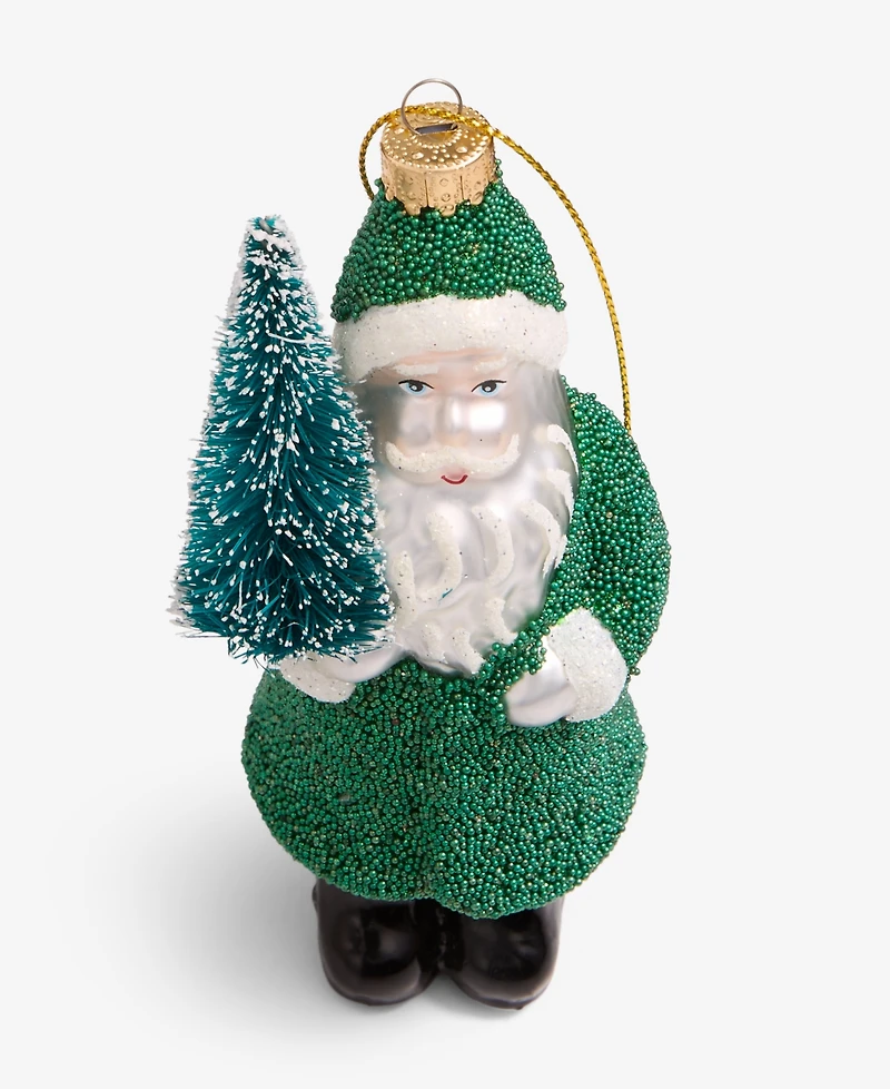 Holiday Lane Enchanted Emerald Green Santa Ornament, Macy's Exclusive