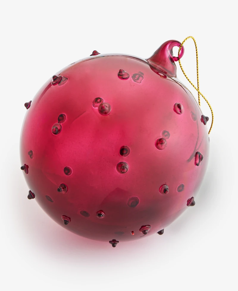 Holiday Lane Berry Tones Glass Clear Red Ball Ornament, Macy's Exclusive