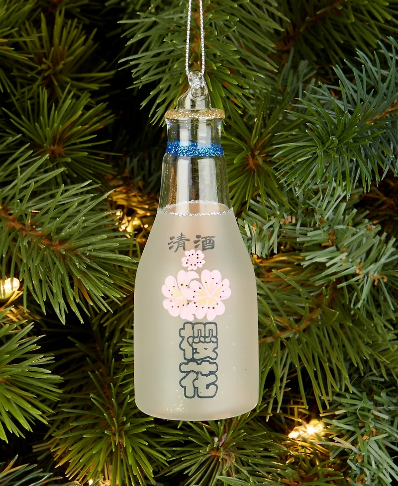 Holiday Lane Spirits Glass Sake Bottle Ornament, Macy's Exclusive