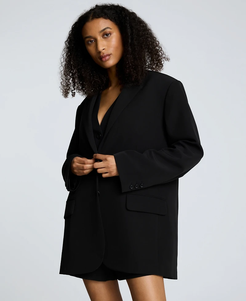 Kenneth Cole Women's Luxe Twill Two-Button Boyfriend Blazer