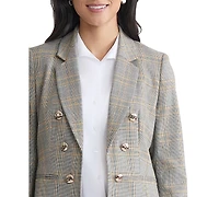 Jones New York Women's Plaid Faux-Double-Breast Blazer