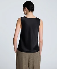 Kenneth Cole Women's Satin Scoop Neck Sleeveless Top
