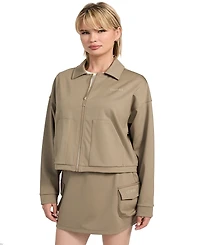 Guess Women's Carla Collared Zip-Front Cropped Jacket