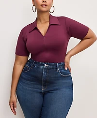 Good American Women's Weightless Scuba Collared Zip-Up Bodysuit