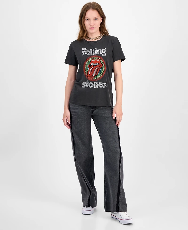 Lucky Brand Women's Rolling Stones Circle Lips Classic T-Shirt