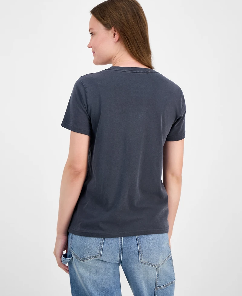 Lucky Brand Women's Beaded Lotus Crewneck Cotton T-Shirt