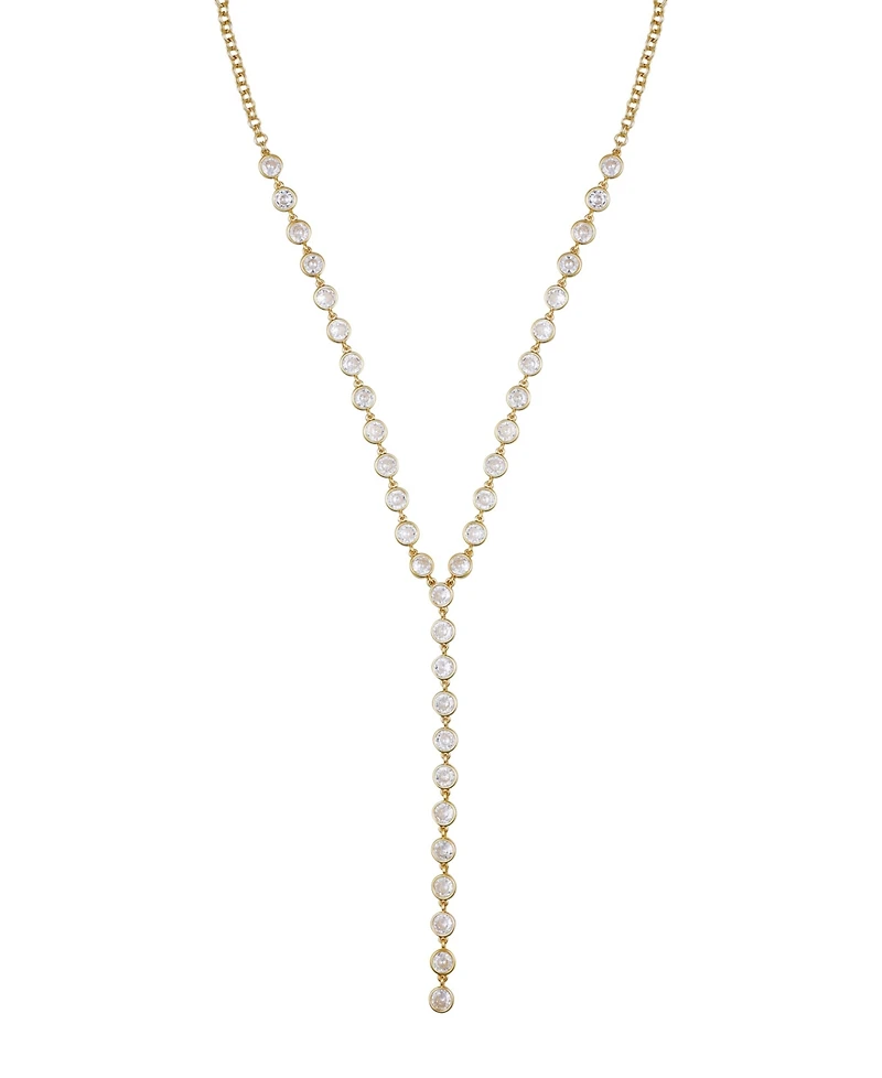 Vince Camuto Gold Tone Cascading Cubic Zirconia Y-Drop Necklace