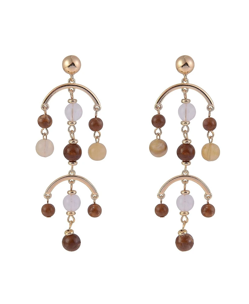 Rachel Rachel Roy Gold Tone and Brown Bead Chandelier Earrings
