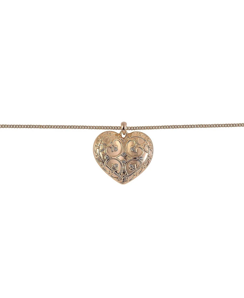 Rachel Rachel Roy Gold Tone Textured Heart Pendant Necklace
