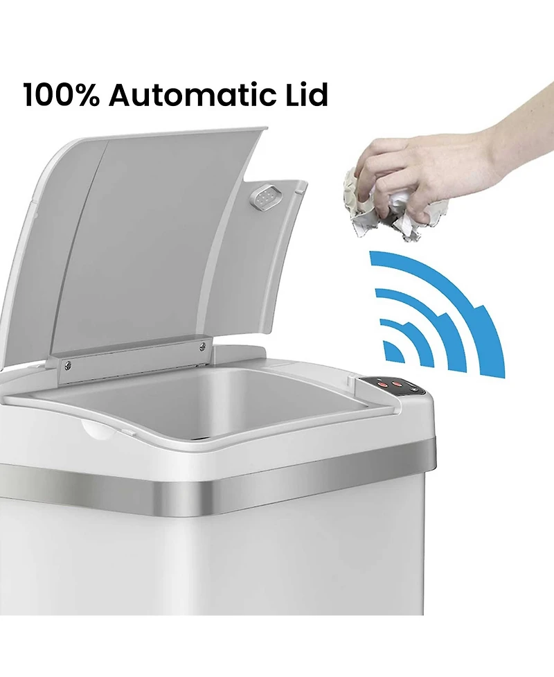 iTouchless 4 Gallon / 16 Liter White Sensor Bathroom Trash Can with Odor Filter