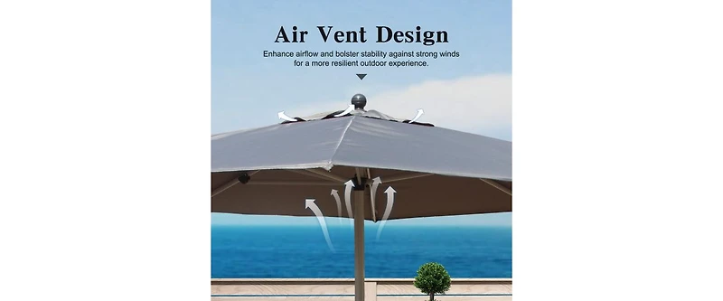 9 foot outdoor patio umbrella with button tilt and crank, Outdoor patio/market table umbrella Uv protected and waterproof