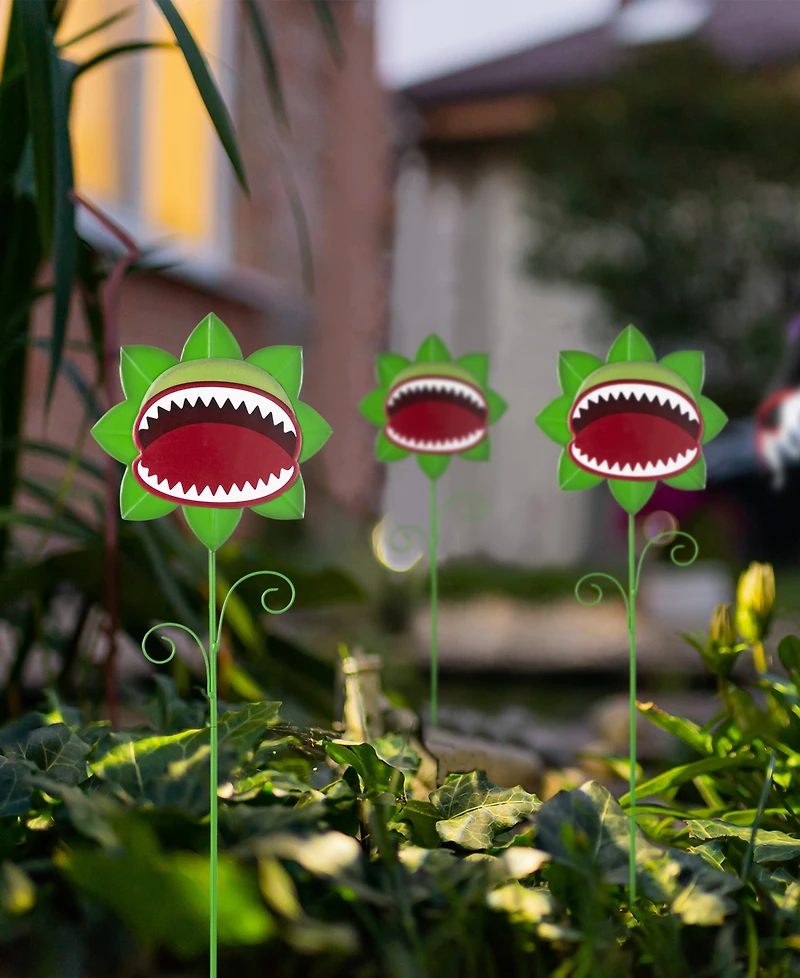 Glitzhome Halloween Metal Chomper Yard Stakes, Set of 3