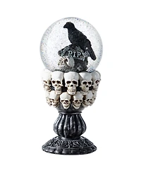 Glitzhome 7.25" Halloween Resin Stacked Skull Water Globe