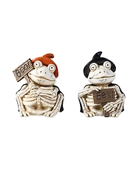 Glitzhome Halloween Resin Skeleton Frogs Table Decor, Set of 2