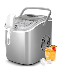 Cowsar Countertop Ice Maker Machine with Handle,26Lbs/24H,9 Cubes Ready in 6 Mins,Self-Cleaning Function with Ice Scoop and Basket for Home/Office