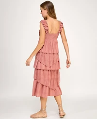 Seni & Cade Juniors' Sweetheart Lace Midi Dress