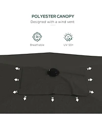 Flynama Outsunny 6.5' x 10' Rectangular Market Umbrella, Patio Outdoor Table Umbrella with Crank and Push Button Tilt