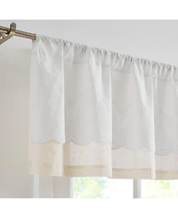 Brigitte Embroidery Eyelet Scalloped Edge Valance Neutral Single 52x18