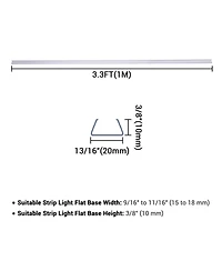 DELight 3.3" Plastic U Channel System Del-M031M 5PCS for 11/16"W x 3/8"H Rgb Rope Light Models Del-D50R,Del-D100R,Del-D150R