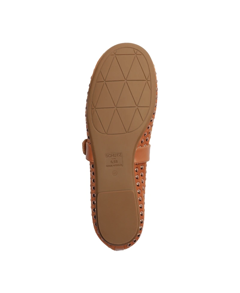 Schutz Women's Eiza Shine Studded Suede Buckle Flats
