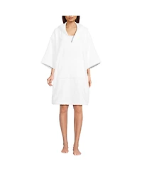 Lands' End Women's Terry 3/4 Sleeve Pullover Hooded Spa Robe